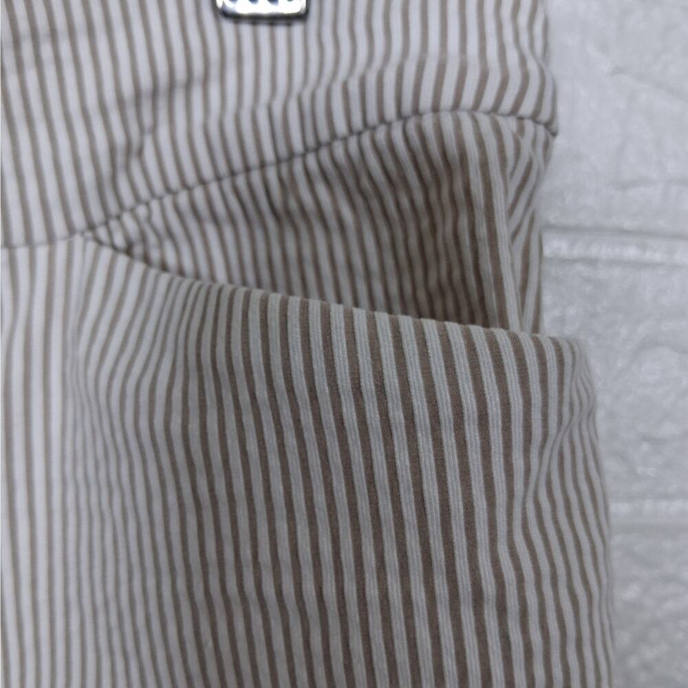 Hilary Radley Seersucker Striped Pull On Crop Pants Beige White - Picture 5 of 6